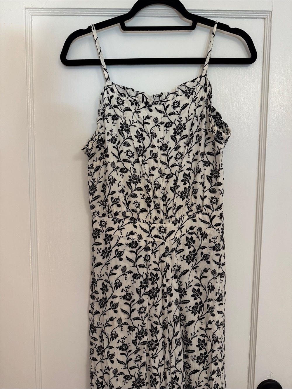 Black Floral Print Jumpsuit on Cream Base